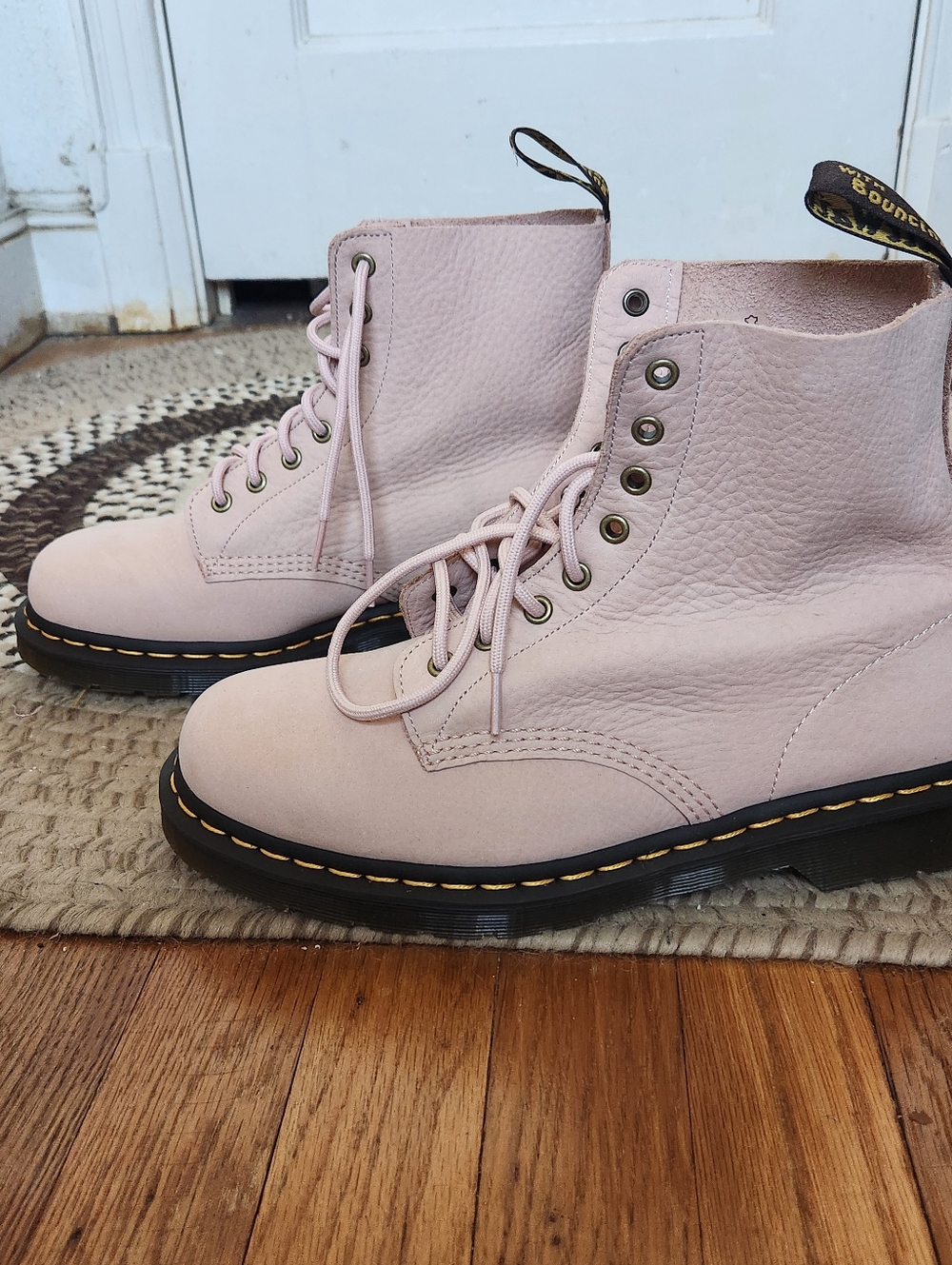 Dr. Martens Leather 1460 Pascal Lace-Up Boots in Pale Pink - Picture 4 of 9